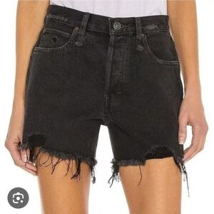 Free People We The Free Black Denim High-Waisted Cutoff Shorts